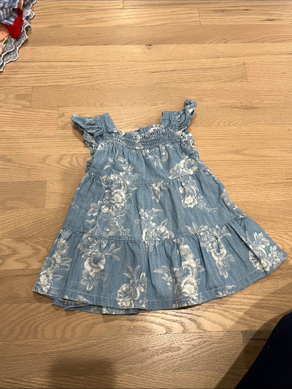 Old Navy Light Blue Floral Tiered Sundress with Ruffle Straps